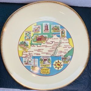 Vintage Souvenir Plate KENTUCKY State Plate Crooksville Sun-Lure China. Gorgeous